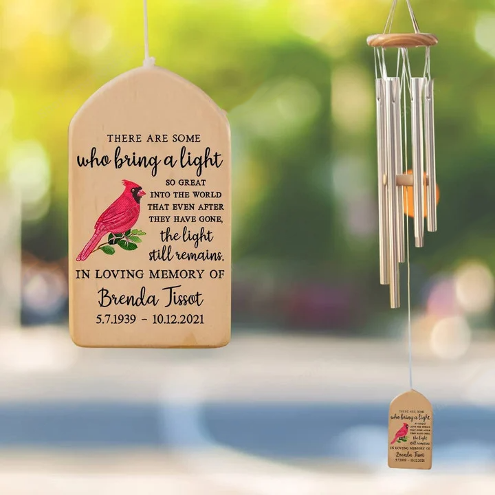 There are Some Who Bring A Light Personalized Cardinal Memorial Wind Chime Loss of Spouse Memorial Sympathy Wind Chime Bereavement Gift Loss of Loved One Condolences Gift