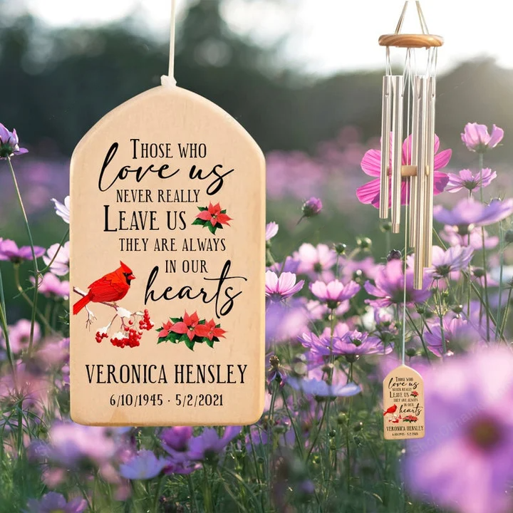 Those Who Love Us Never Really Leave Us, Personalized Cardinal Memorial Wind Chime, Loss of Spouse, Sympathy Wind Chime, Bereavement Gift