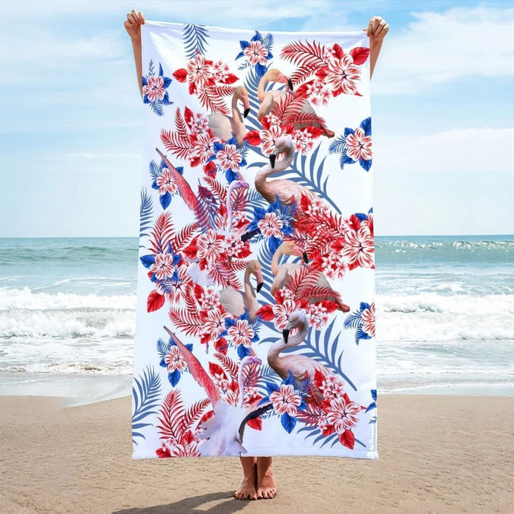 Custom Flamingo Hawaiian Aloha Beach Towel for Me, Women, Flamingo Lovers