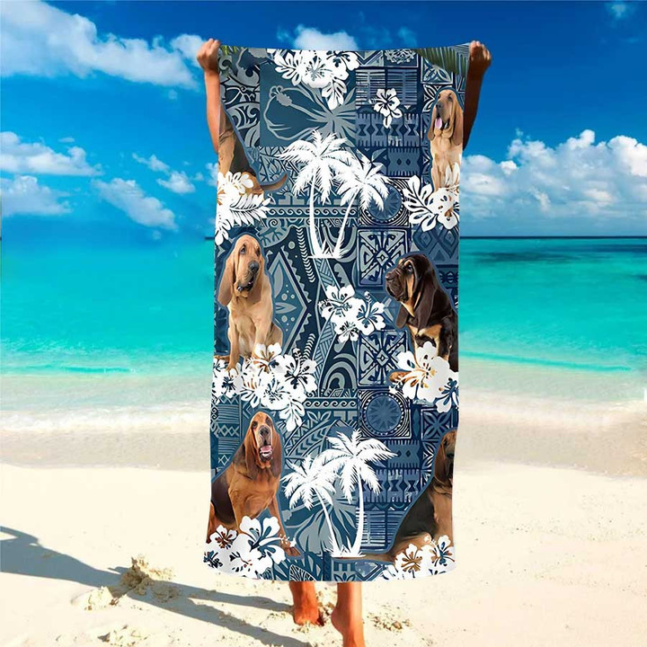 Personalized Funny Bullmastiff Aloha Hawaiian Beach Towel for Women, Men, Dog Mom, Custom Photo Dog Beach Towel