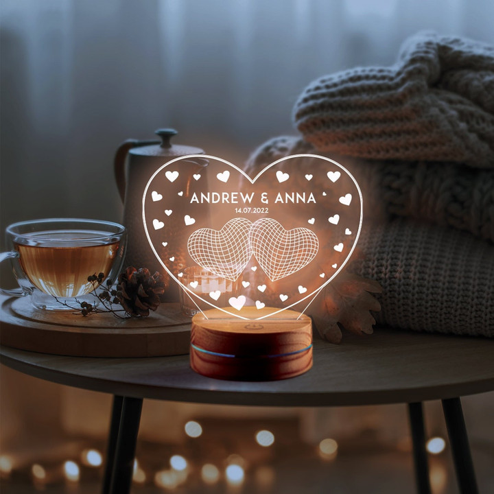Custom Night Light as Valentine's Day Gift - Anniversary gift - Romantic gift for couple Names And Date