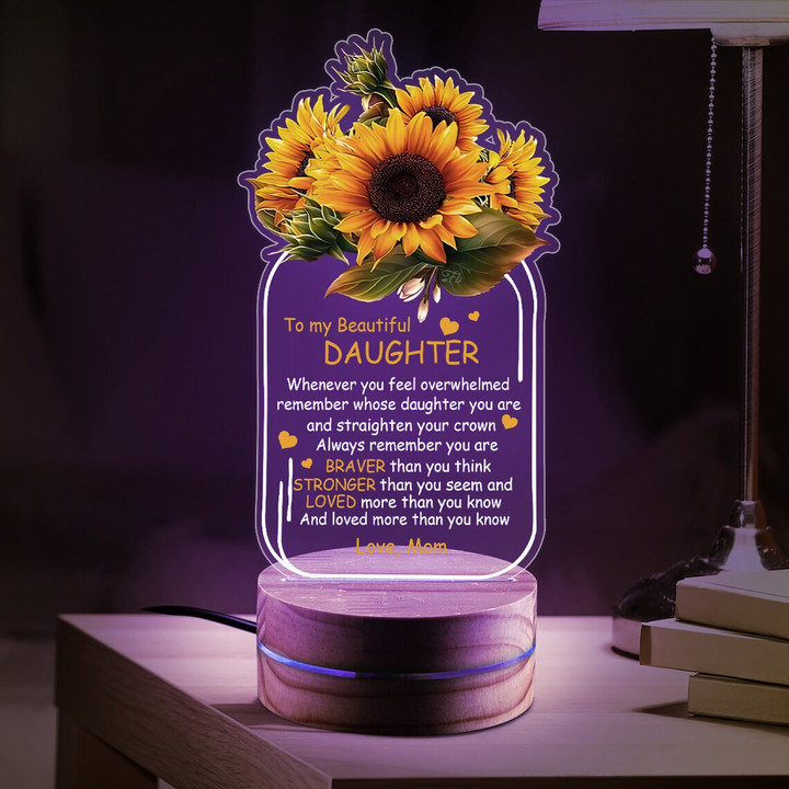 To My Beautiful Daughter Gift, Daughter Night Light, Sunflower Neon Led Light, Birthday Gift, Daughter Graduate Gift