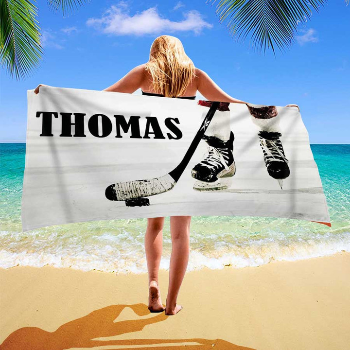 Personalized Hockey Beach Towel for Men, Women, Hockey Players, Hockey Team Summer Gift Outfits