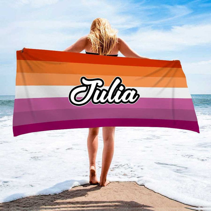Customized Sunset Lesbian Pride Flag Beach Towel for Lesbian LGBT Community Towel