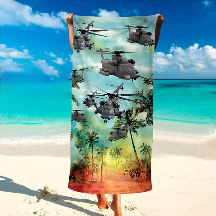 US Air Force Sikorsky MH-53 Pave Low Hawaiian Beach Towel for Men, Dad