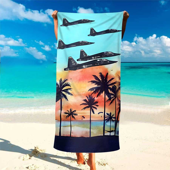 US Air Force 71st Fighter Training Squadron Northrop T-38 Hawaiian Beach Towel For Men, Dad