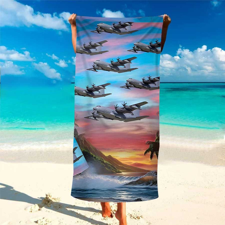 US Air Force Lockheed Martin MC-130J Commando II Hawaiian Beach Towel For Men, Dad