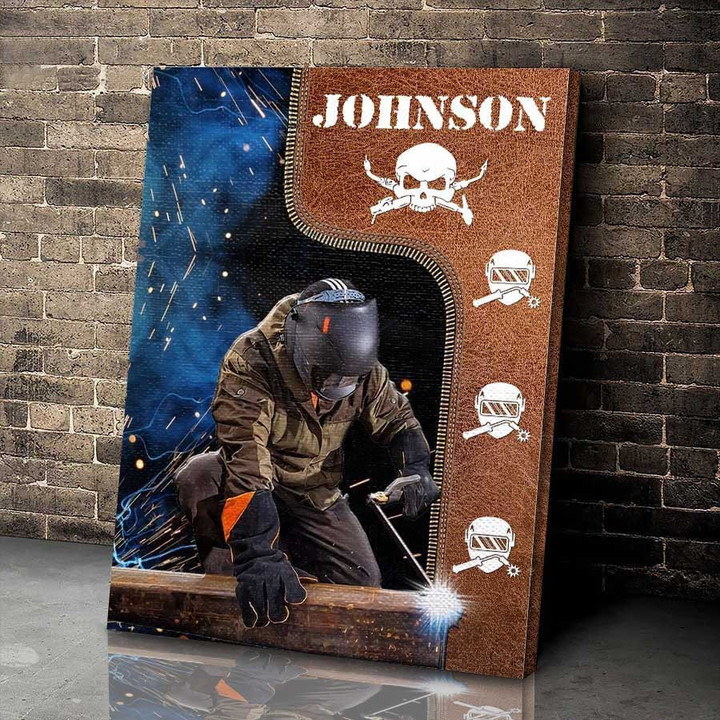Personalized Welding Painting, Custom Name Welder Wall Art Gift for Dad, Welder's Day Canvas