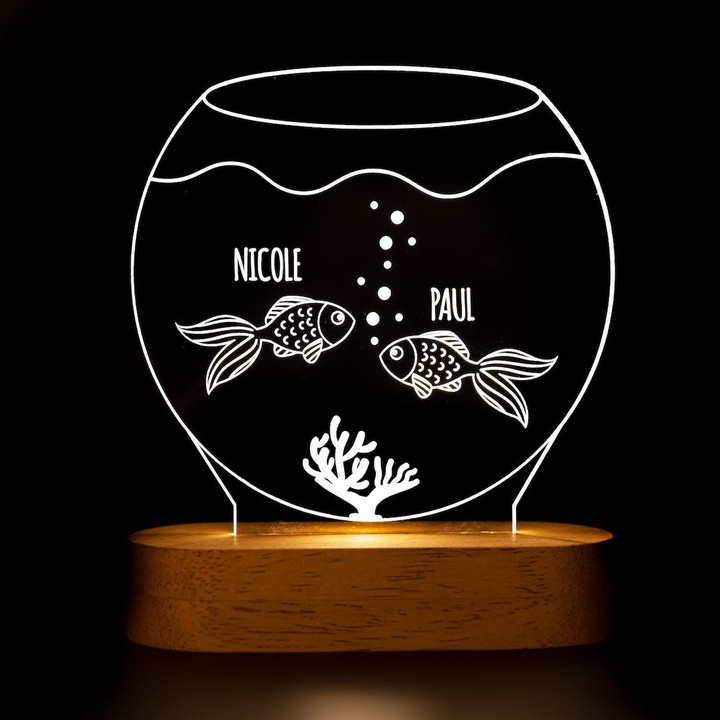 Personalized Night Light, Fish Night Light For Couple, Gift For Birthday, Anniversary Gift, Gift For Couple