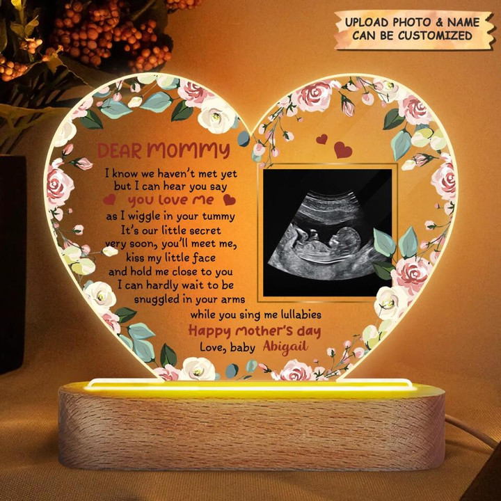 Personalized Acrylic LED Night Light - Gift For Family Member - Dear Mommy, I Know We Haven't Met Yet