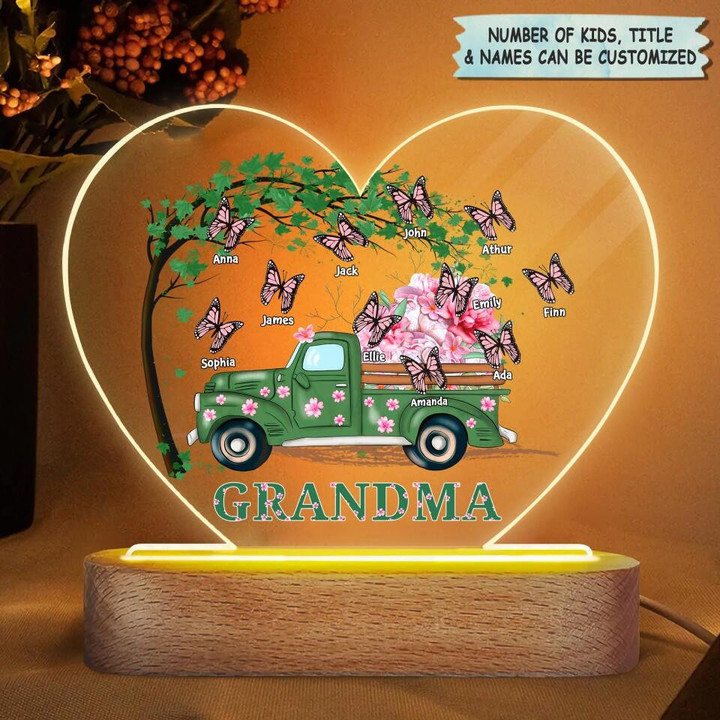 Personalized Acrylic LED Night Light - Gift For Grandma - Floral Grandma - Mother's Day Gift - Gift From Grandkids