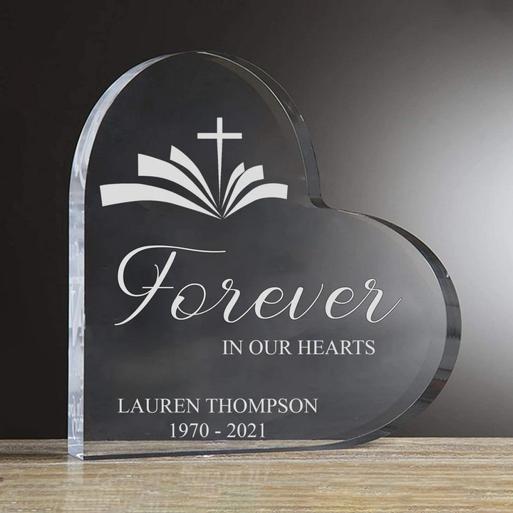 Personalized Memorial Keepsake Heart Shaped Acrylic Plaque, Memorial Gift