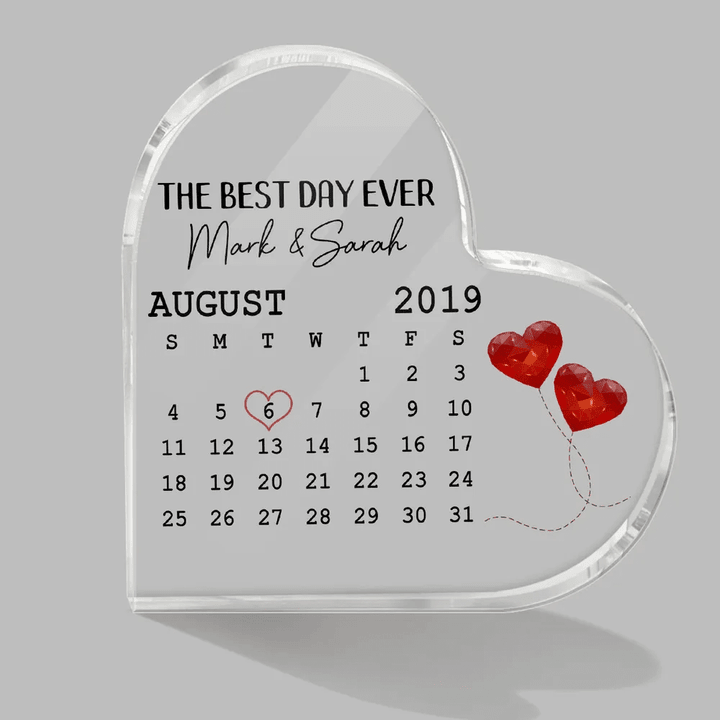 Anniversary Day Simple Calendar Keepsake Personalized Acrylic Heart Plaque - Anniversary Gift For Couple - Gift For Him - Gift For Her