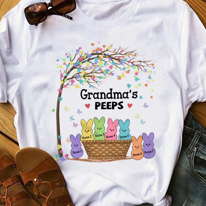Personalized Grandma Peeps, Nana Peep, Grandma Bunny with Kid Easter Sunday Grandma Shirt