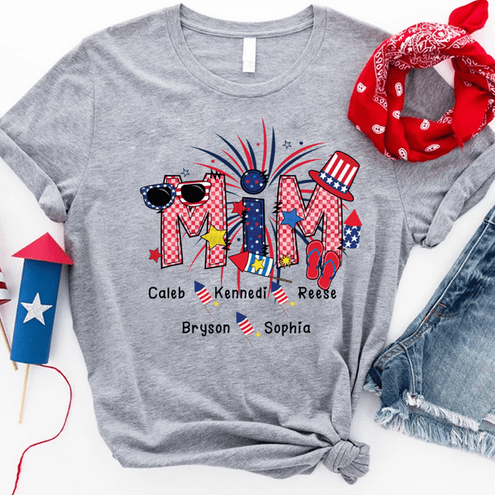 Personalized 4th of July Grandma Shirt, Patriotic Doodle Nana Shirt, Mimi Shirt for Grandma