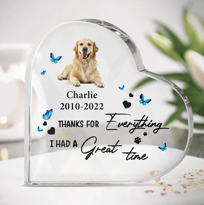 Personalized Memorial Dog Heart Acrylic Plaque - Memorial Gift - I'm Right Here, In Your Heart