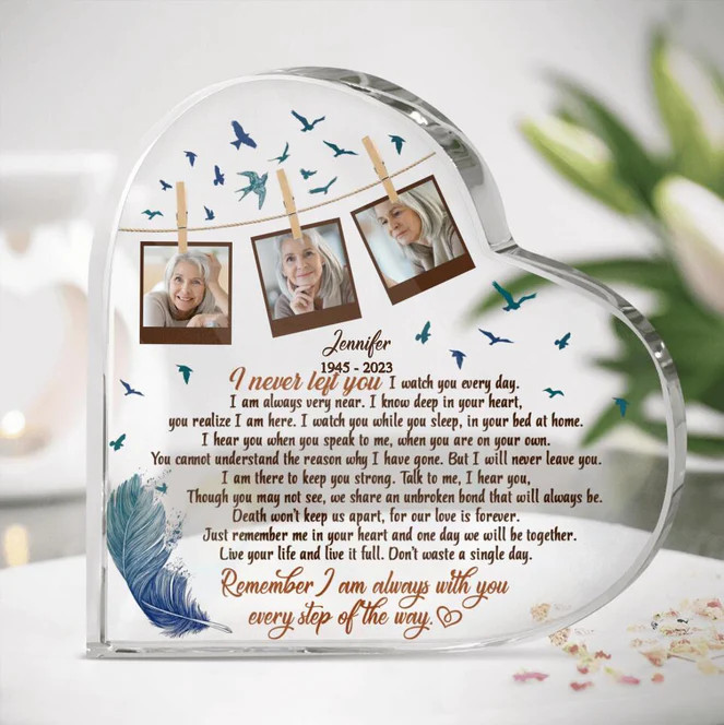 Personalized Memorial Photo Crystal Heart - Memorial Gift Idea - I Never Left You - Bereavement Gift - Sympathy Gifts