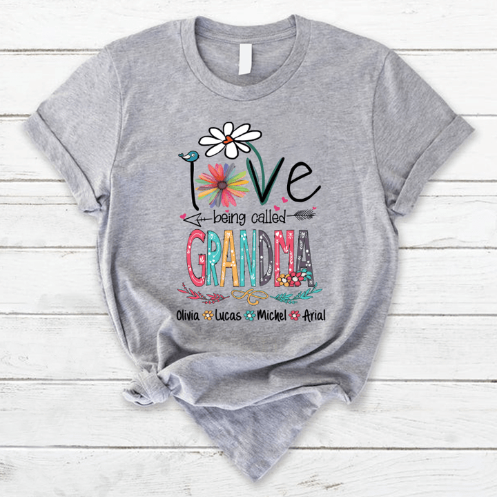 Love being called Grandma With Grandkids T Shirt, Cute Font Art Mimi Shirt, Nana Shirt