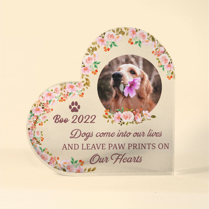Personalized Memorial Heart Shaped Acrylic Plaque, Custom Photo, Sympathy Gift For Cat & Dog Lover, Pet Loss