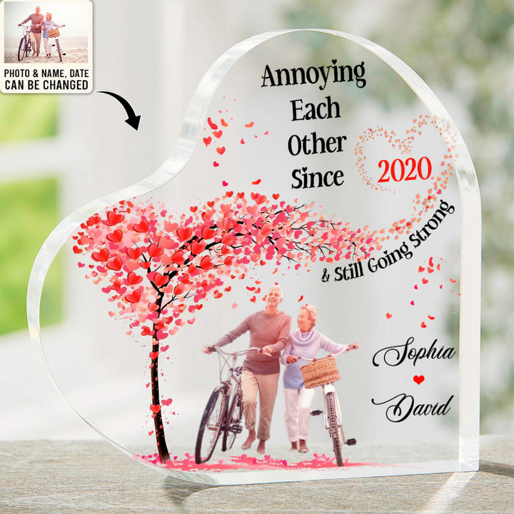 Personalized Heart Shaped Acrylic Plaque - Table Decor for Living Room - Gift For Couple - Custom Photo