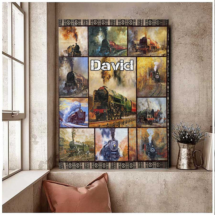 Personalized Railroad Wall Art Painting for Railroader, Gift for Dad Railroad Canvas Prints, Gift for Son