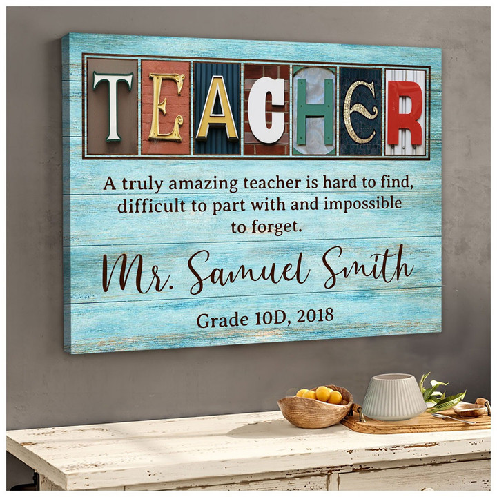 Personalized Teacher Canvas Prints, Custom Thankful Canvas Print For Teacher