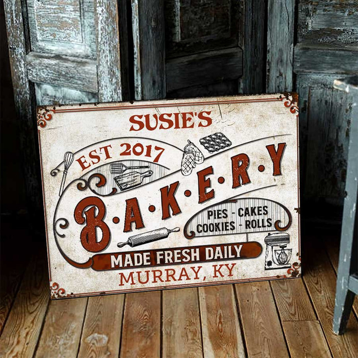 Custom Vintage Bakery Sign, Bake Shop Sign, Kitchen Wall Decor, Rustic Bakery Decor, Retro Bakery Decor, Farmhouse Wall Art