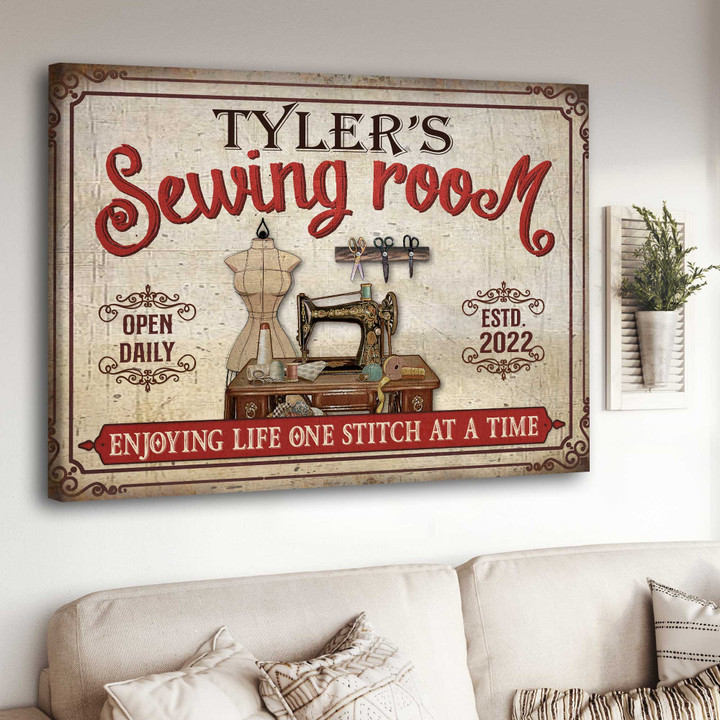 Personalized Sewing Room Canvas Prints, Craft Room Tailor Wall Art for Mom