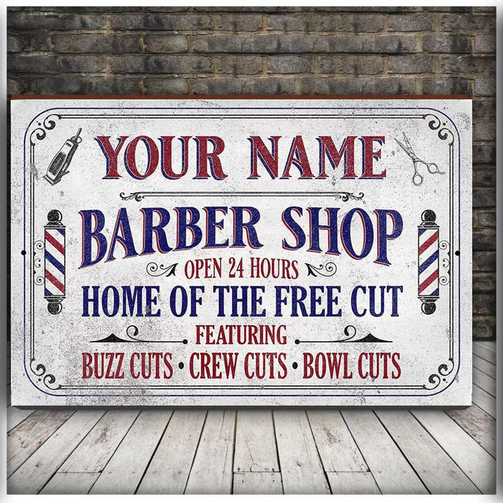 Customized Barber Shop Wall Art Canvas for Baber Shop Owner Birthday Gift