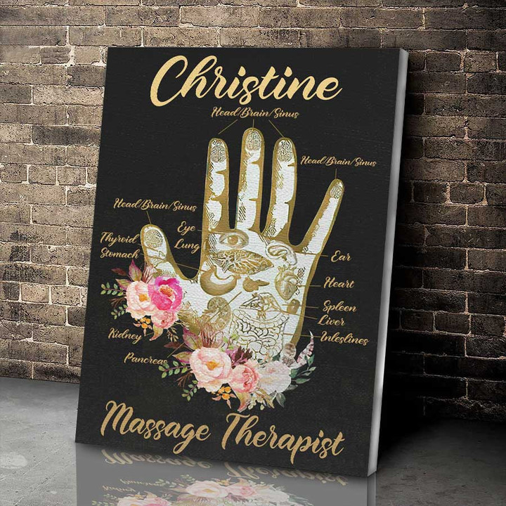 Personalized Massage Therapist Hand Art , Custom Name Massage Therapist Canvas Prints