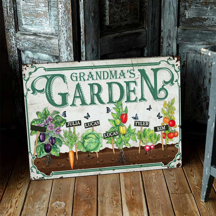 Personalized Grandma's Garden Canvas Prints With Grandkid Names Garden Sign
