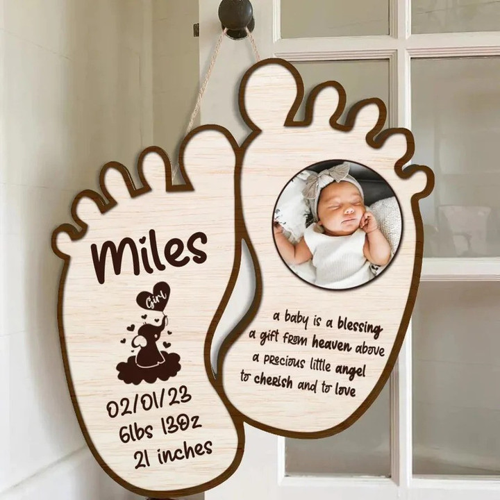 Custom Photo Baby Wall Decor Door Sign, Gift for Baby New Boy Girl, Baby is a blessing