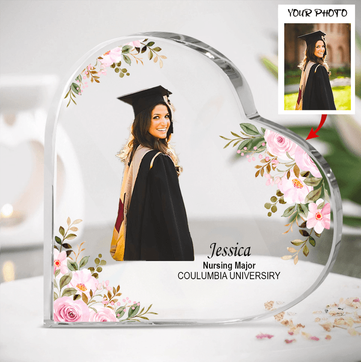 Personalized Graduation Heart Acrylic Plaque, Custom Photo, Graduation Gift For Daughter, Granddaughter, Best Friends
