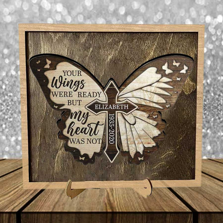 Personalized Butterfly Sympathy Gift, Lost of Mom, Dad Layers Wood Sign Keepsake Table Decor Memorial Gift