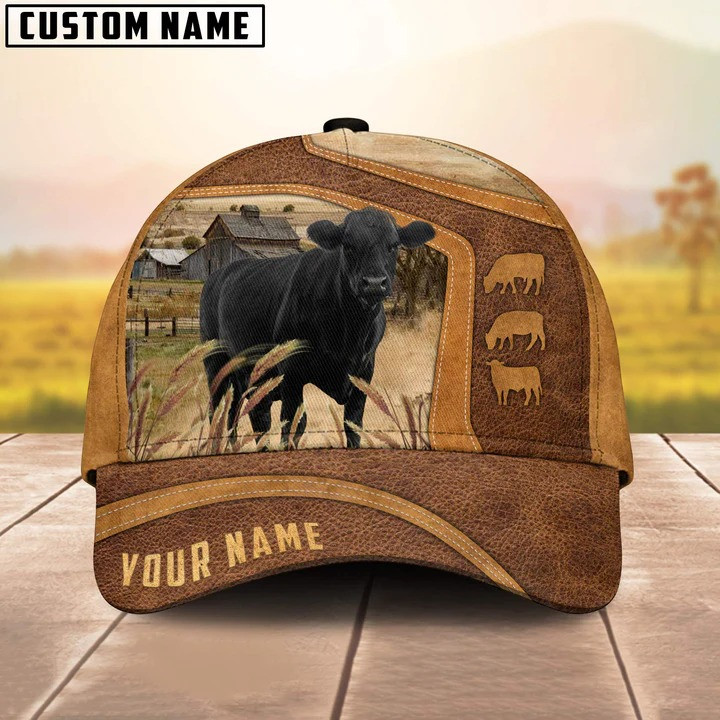 Personalized Black Angus Hats for Dad, Husband, Custom Name Black Angus Retro Cap for Farmers, Men