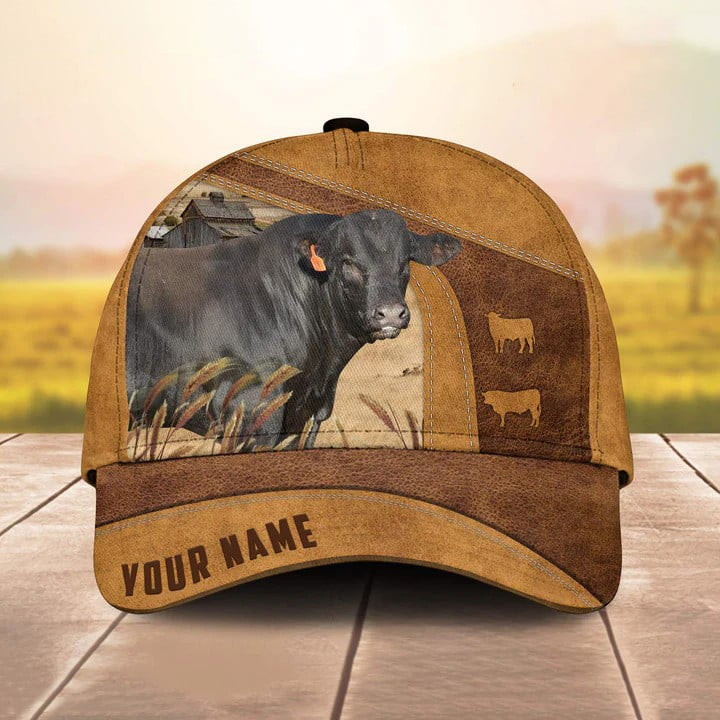 Personalized Black Limousin Cattle Hat for Farmer, Custom Name Black Limousin Classic Cap for Dad, Men, Husband