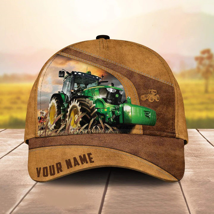 Personalized Green Tractor Hats for Farmers, Tractor Drivers, Tractor Classic Cap for Men, Husband, Dad