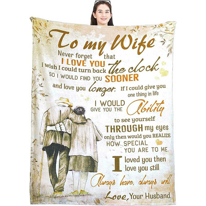 Personalized Wife Blanket, To My Wife Blanket From Old Husband, Old Couple Throw Blanket, I Could Turn Back Clock