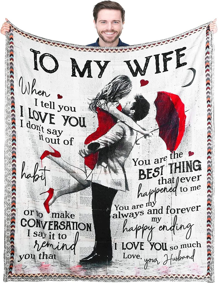 Personalized Wedding Anniversary Romantic Gifts for Wife from Husband to My Wife Blanket Gift
