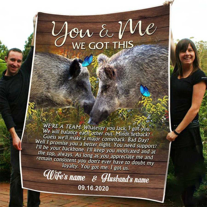Personalized Boar Couple Blanket for Husband and Wife, Boar Throw Blanket Boar Lovers