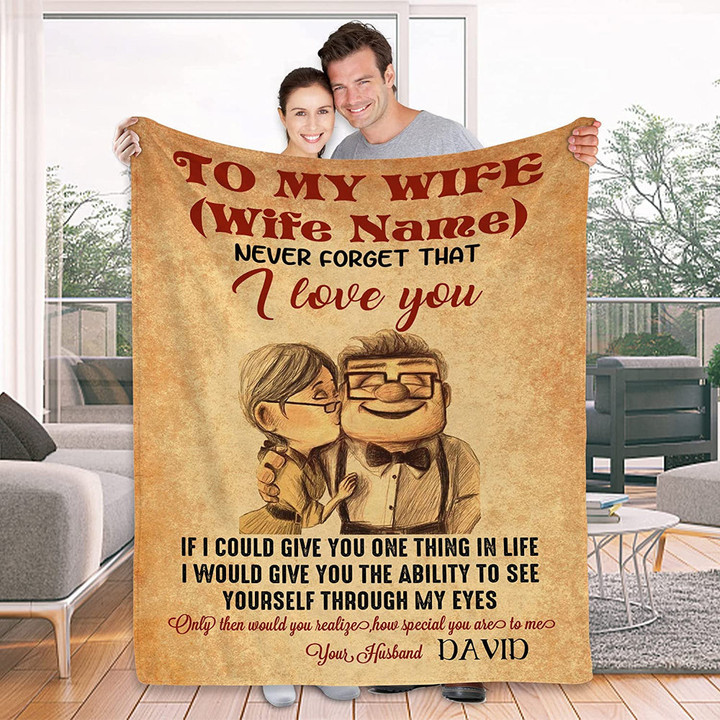 Personalized Anniversary Blanket To My Wife, Birthday Gift for Her, Never forget that I Love You Blanket