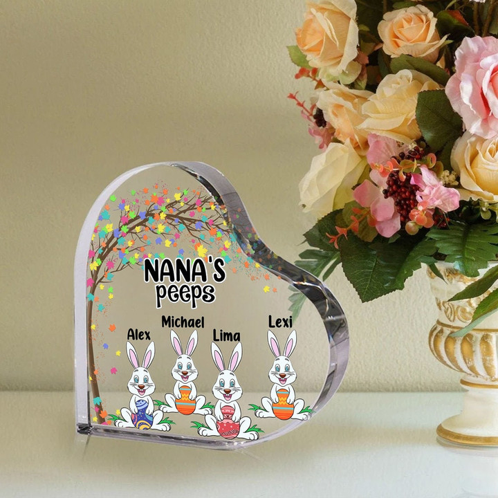 Personalized Nana's Peep Heart Acrylic Plaque, Gift For Grandma, Gift For Easter Day, Easter Day House Decoration