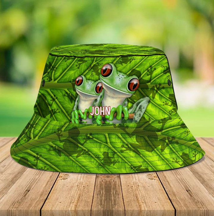 Personalized Funny Frog Bucket Hat for Men, Women, Frog Lovers Summer Hat for Him, Her