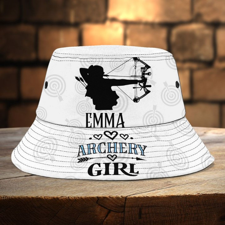 Personalized Archery Bucket Hat for Women, Men, Custom Name Archery Girl, Archery Boy Hat