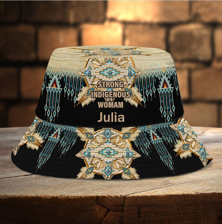 Mandala Native American Strong Women Bucket Hat, Custom Name Native American Hat