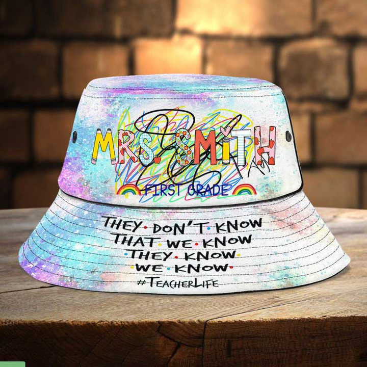 Personalized Funny Teacher Bucket Hat, Gift for Teacher's Day, Custom Name and Class Bucket Hat