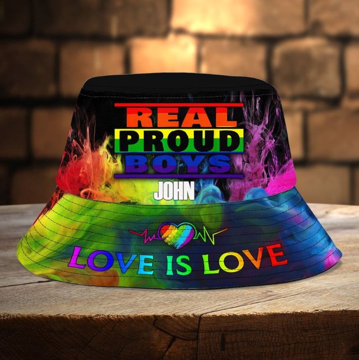 LGBT Pride Real Proud Boys Love is Love Bucket Hat Bucket Hat for LGBT Community