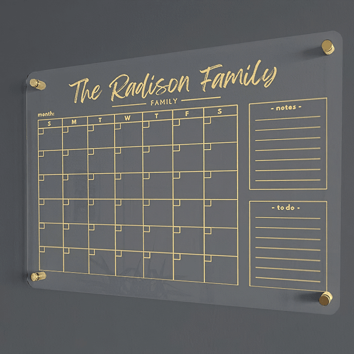 Personalized Acrylic Family Planner Wall Calendar, Dry Erase Calendar, Monthly and Weekly Calendar, Transparent Calendar