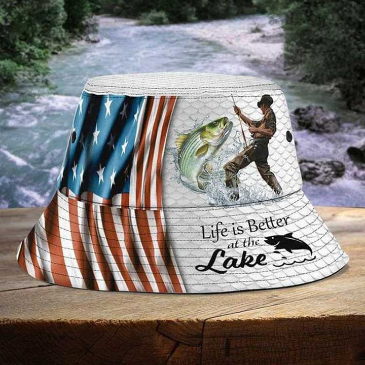 Fishing Life is Better at the Lake Fishing Bucket Hat for Men, Dad