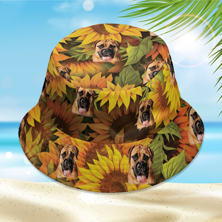 Custom Dog Photo, Pet Photo Sunflower Hawaiian Bucket Hat for Girlfriend, Women